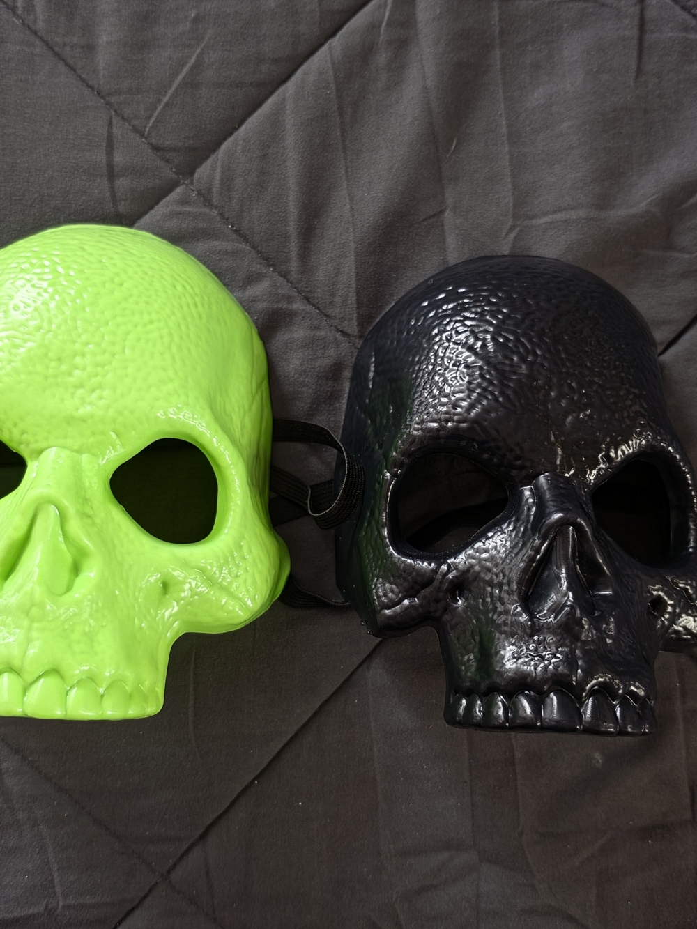 Neon Green & Black Decorative Skull Masks  With Straps